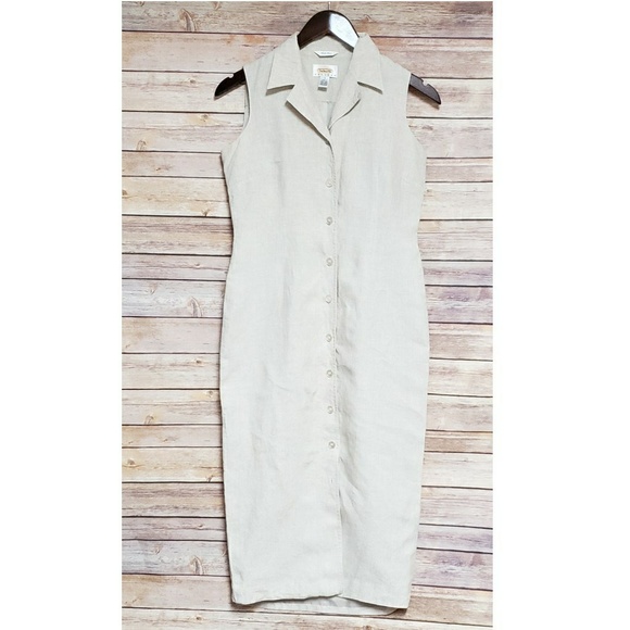 Talbots Dresses & Skirts - Talbots Beige Safari Linen Sleeveless Dress